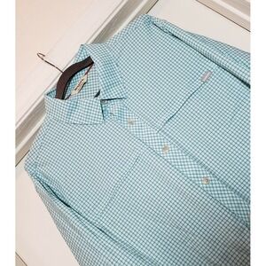 Men's Simms Long Sleeve Performance Button Up‎ Shirt Size XL Blue Zip Pockets